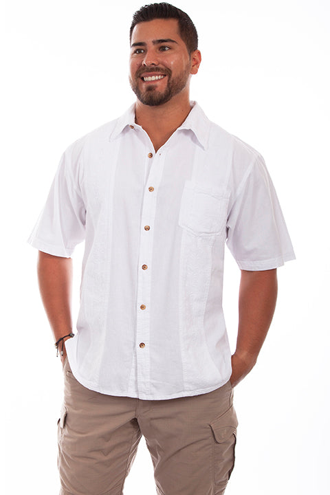 Calypso Men's Shirt by Farthest Point Casuals | Cotton Resort Wear XXL / White