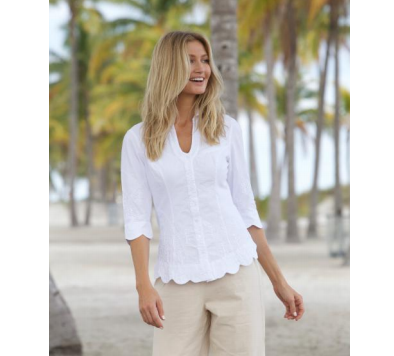 Three-Quarter Sleeve Button Down Blouse with Collar