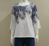 Three-Quarter Sleeve Palm Leaves Top by Wild Palms